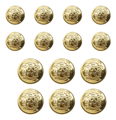 14 Boton Metal Dorado  Insignia Escudo Para Coser 6 8