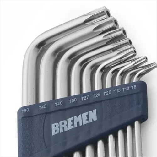 Juego Llaves Torx Largas Bremen® 10 Pz T8 A T50 Herramientas