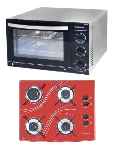 Kit  Forno Elétrico + Cooktop 4q Vermelho Frete Grátis