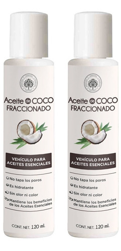 2 Aceites Coco Fraccionado 100% Puro Portador Aromaterapia