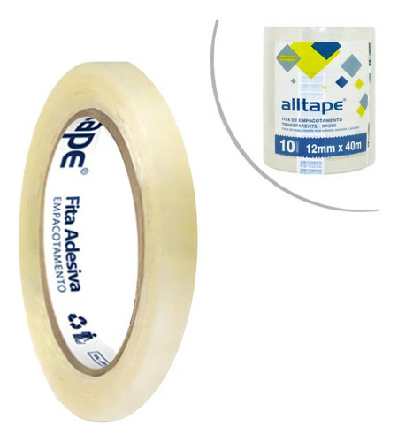 1 Rolo Fita De Embalagem Alltape 12mmx40m Transparente Sk200