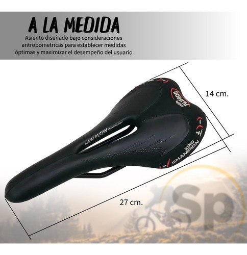 Asiento Vzr Para Bicicleta Negro Con Bordado Rojo