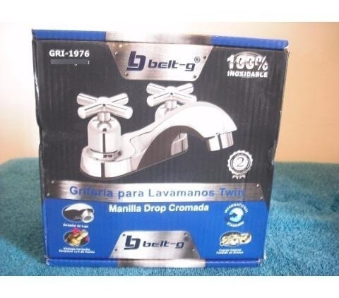 Llave Para Lavamanos Doble Metálica Griferia Belt-g Drop