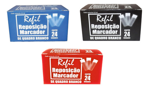 Kit 3 Caixas 24 Un De Refil Recarga Para Pincel Board Master