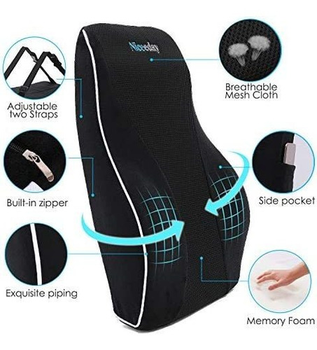 Imagen 3 de 7 de Almohada De Apoyo Lumbar Para Silla De Oficina, Almohada Del