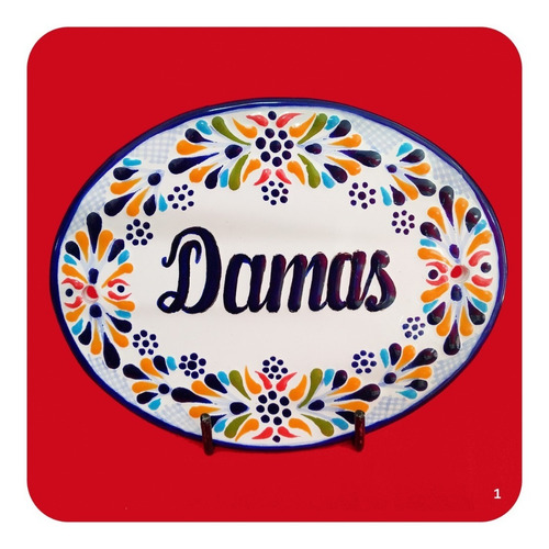 Imagen 2 de 3 de Damas Caballeros Placas P/ Baño Talavera Poblana M1 21x17 Cm