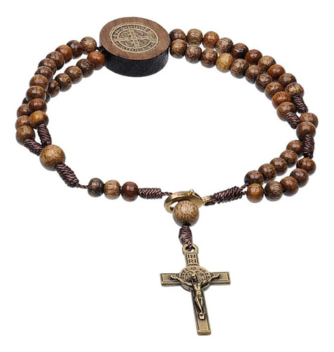 Pulseira Terco Mad Imbuia 4mm Cruz Sao Bento Catolico