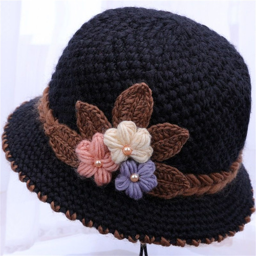 Gorro De Lana Tejido Con Flores De N Winter Para Mujer Ear P