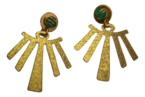 Aretes Palace Mujer Enchape Oro 24k Con Esmeralda En Bruto