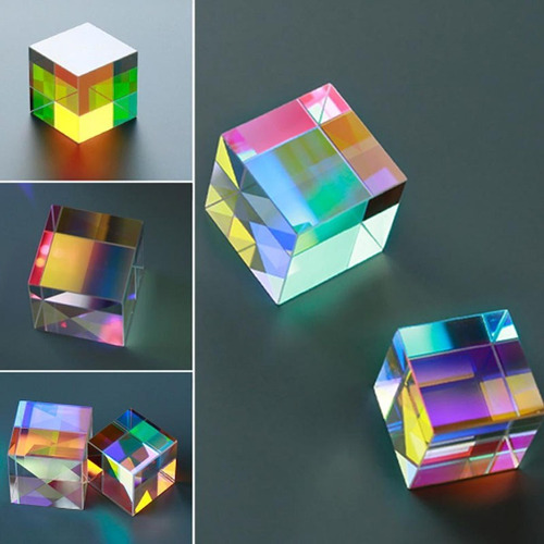 experimento científico para niños Cubo de prisma de vidrio óptico cubo de combinación de luz brillante de seis lados de dispersión RGB para física y decoración 