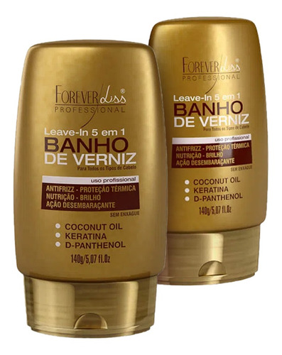 Kit 02 Leave In Forever Liss Banho De Verniz - 150g