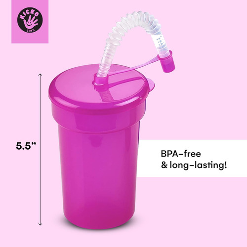 Vasos Para Beber Kicko Neon, 5.5 Pulgadas, 12 Oz., Coloridos