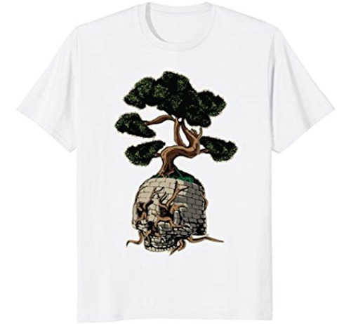 Brick Skull Bonsai Tree Budista Japonesa Zen Shirt 