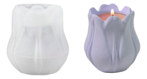 1 Molde Silicon Para Base De Vela Forma Flor De Tulipán