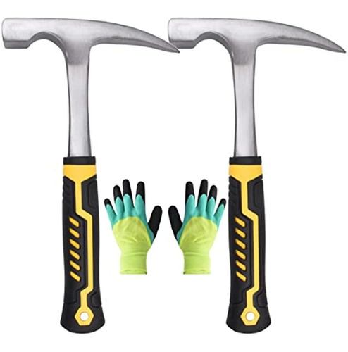 2pcs Rock Pick Hammer Con Guantes De Trabajo, Martillo Picad