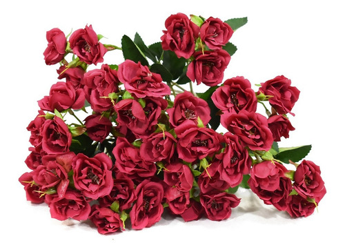 Ramo De Rosas Otoñales Flores Artificiales Pack 3 Pz Color Rojo