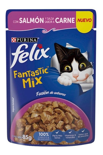 Alimento Para Gato Felix Salmón En Salsa De Carne 85 Gr