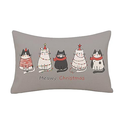 Fundas De Almohada De Navidad 30x50 Cm Gris Merry Chris...