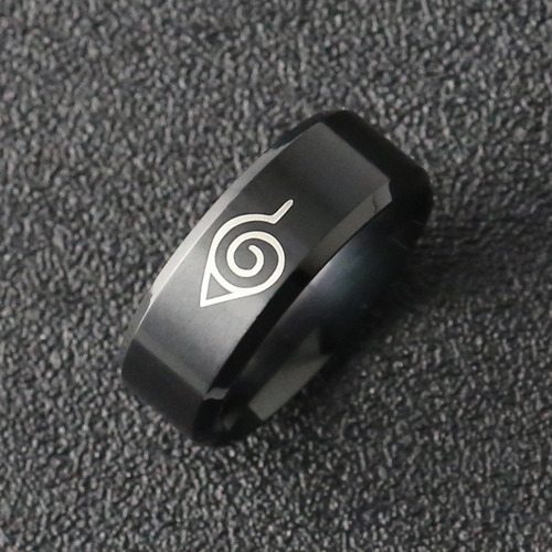 Anillo Naruto Shippuden Acero Inoxidable Color Negro Unisex