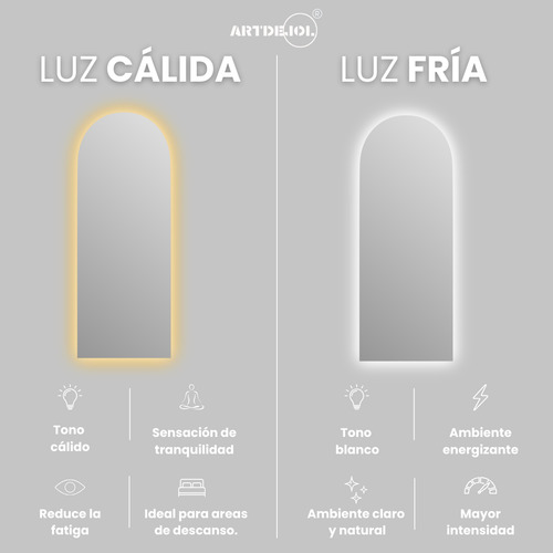 Espejo Arco Con Luz Led 60 X 120 Elegante