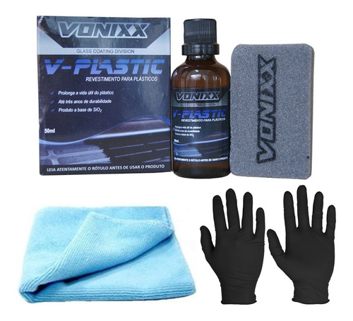 Kit Vitrificador Para Plásticos V Plastic Com Flanela E Luva