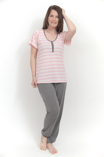 Pijama De Mujer Manga Corta - Pantalón Largo Art 672 Local