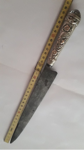 Antiguo Cuchillo Plata Y Oro Acero Al Carbono 36c. Lgo. Leer