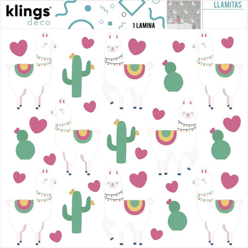 Vinilos Decorativos Llamas Corazones Cactus Trama Llamitas