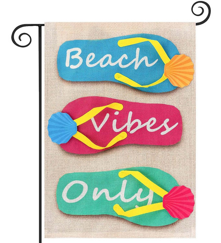 Beach Vibes Only Garden Flag Chanclas Con Apliques De Cuello