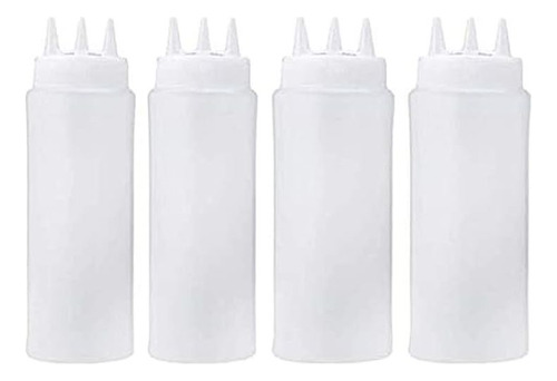 4 Pieces 3-hole Plastic Condiment Bottles For Sauces, Oils