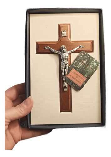 Cruz Crucifijo Madera Cristo Metal Tradicional Italy 15x10cm