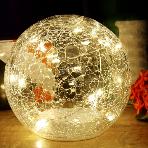 Bola De Vidrio Led De Navidad Inalámbrica Crackle Luz De C.