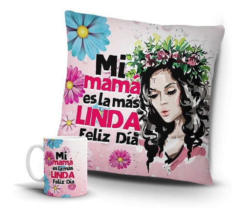 Taza Y Almohadón Personalizados Para El Día De Las Madres.