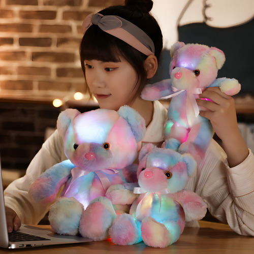 Nueva muñeca colorida para niños, arcoíris, oso de peluche LED, color, postura de pie