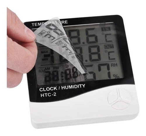 Imagen 4 de 10 de Termohigrometro Digital Temperatura Humedad, Reloj Htc-2