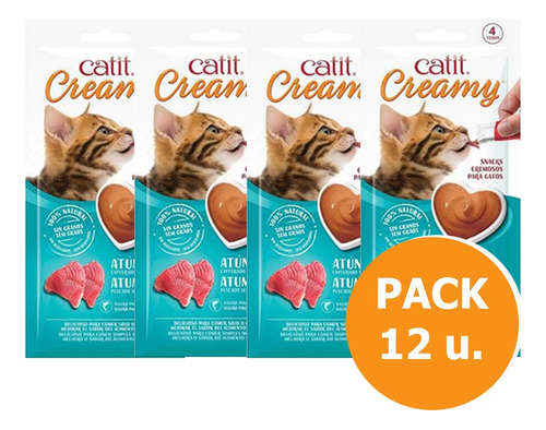 Caja Catit Creamy Snack Para Gato Sabor Atún X 12 U