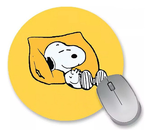 Mouse Pad Redondo Snoopy Deitado Almofada
