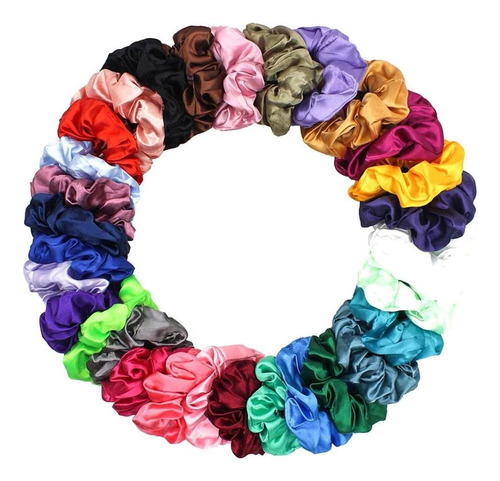 30x Scrunchies De Cabellero Satinado Lazos Elásticos Para