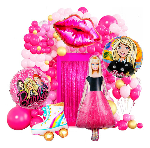 50 Art Globos Barbie Rosa Cumple Ken Decoracion Fucsia 