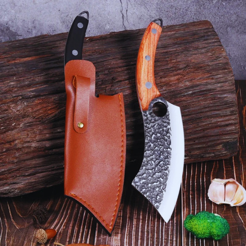 Faca Cutelo Rustico De Cozinha Aço Churrasco Inox Artesanal