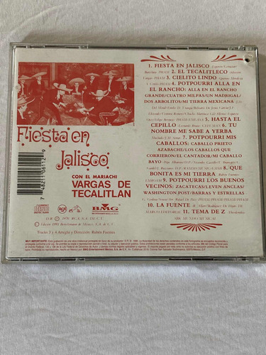Mariachi Vargas De Tecalitlán / Fiesta En Jalisco Cd 1991 Mx (Usado)