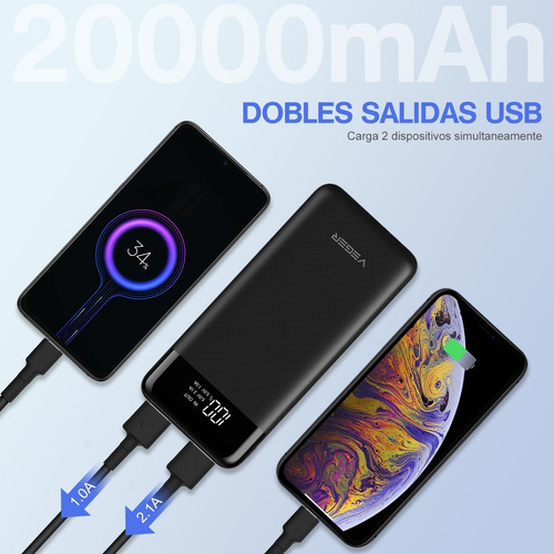 Imagen 4 de 8 de Power Bank 20000mah Carga Rápida Pila Cargador Portátil Lcd