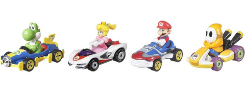 Hot Wheels Mario Kart Paquete 4 Vehículos Los Personajes Fav