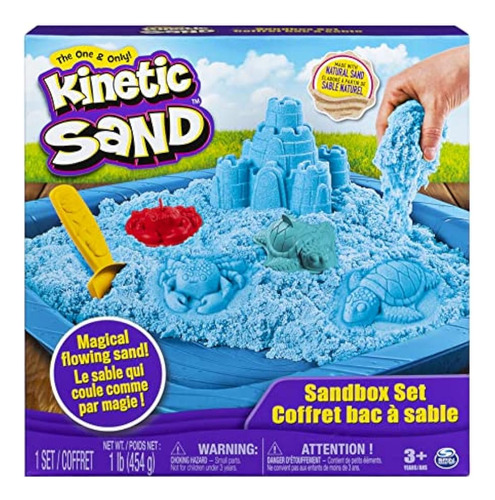 Kinetic Sand, Sandbox Playset Con 1 Lb De Azul Y 3 Moldes, P