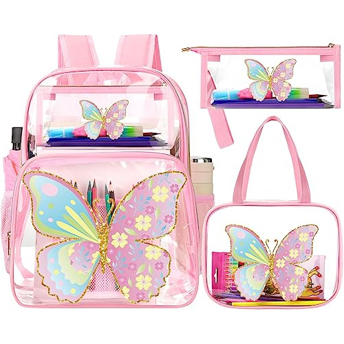 Kacctyen 3 Pcs Pink Clear Backpack Stadium Aprobada 7tmmh