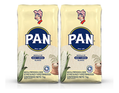Harina Pan De Maiz Blanco Y Arroz 1kg Pack 2und