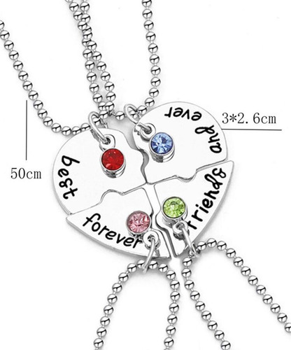 Pack De 4 Collares De Corazón Amor Y Amistad Cadena