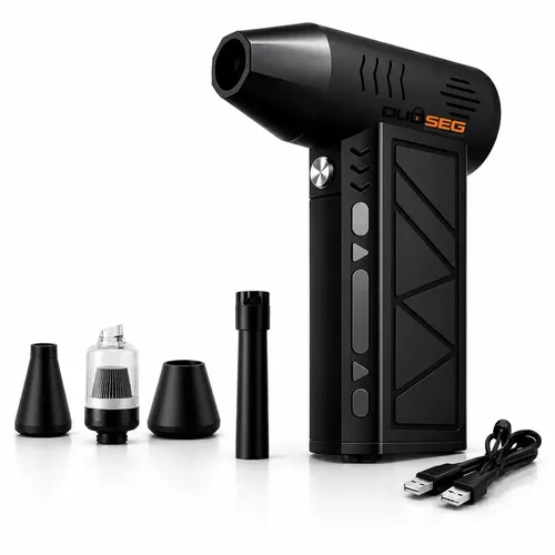 Mini Soprador Ar Turbo 130000RPM Sem Fio Recarregável USB Jato Super Forte 3 Velocidades Limpeza PC Teclado Carro Notebook Eletrônicos Churrasqueira Poeira Folhas Alta Potência Portátil DUOSEG - R$ 47,9