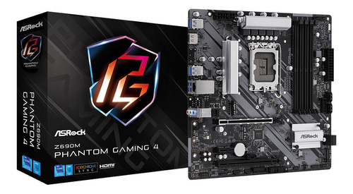 Placa Madre Z690m Phantom Gaming 4 Para Intel Color Negro