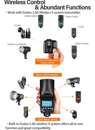 Flash Godox V1 N Para Cámara Nikon, Cabezal Redondo Godox V1